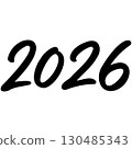 Vector 2026 year black handwriting font. White background. Isolated typography text for design 130485343