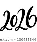 Vector 2026 year black handwriting font. White background. Isolated typography text for design 130485344