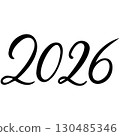 Vector 2026 year black handwriting font. White background. Isolated typography text for design 130485346