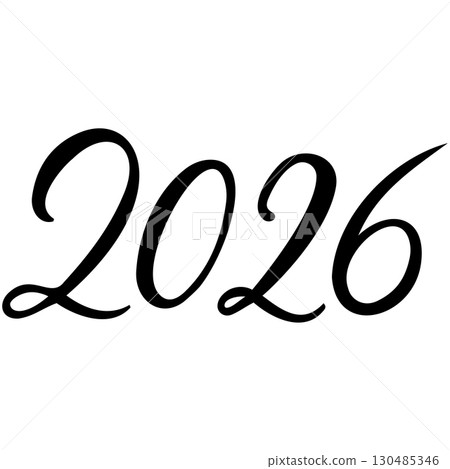 Vector 2026 year black handwriting font. White background. Isolated typography text for design Vector 2026 year black handwriting font. White background. Isolated typography text for design 130485346