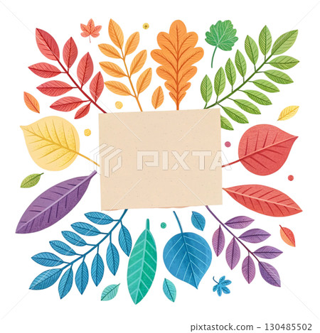 Beautiful Autumn Blank Paper White Background 130485502