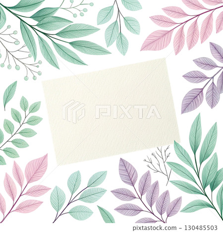 Beautiful Autumn Blank Paper White Background 130485503