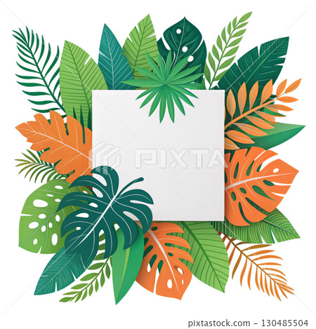 Beautiful Autumn Blank Paper White Background 130485504