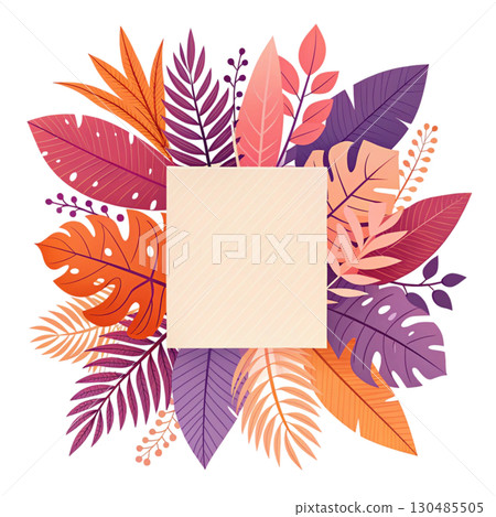 Beautiful Autumn Blank Paper White Background 130485505