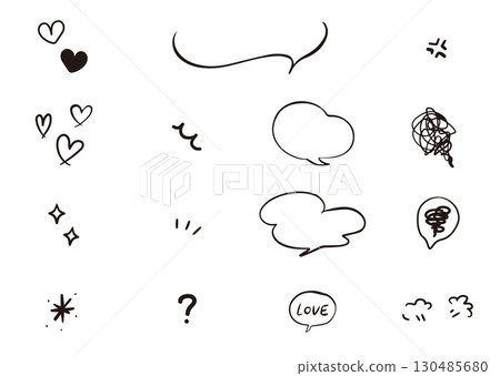 Speech bubbles and manga symbols set 130485680