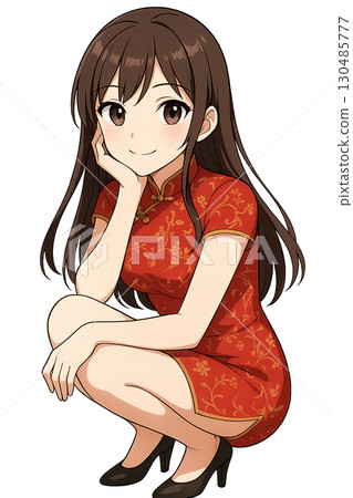 穿著中國服飾的美麗女孩 130485777