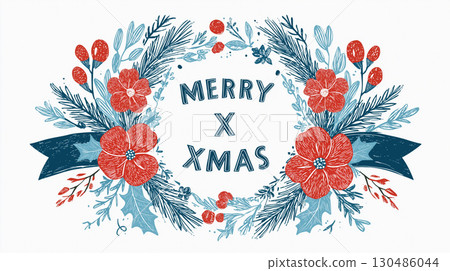 A simple Merry Christmas banner for your Christmas season design. Perfect for advertising on social media and e-commerce sites. 130486044