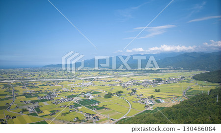 從黑部市一側看到的黑部川沖積扇和各種基礎設施 從黑部市一側看到的黑部川沖積扇和各種基礎設施 130486084