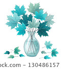glass vase filled with vibrant autumn maple leaves White Background 130486157