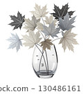 glass vase filled with vibrant autumn maple leaves White Background 130486161