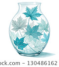 glass vase filled with vibrant autumn maple leaves White Background 130486162