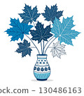 glass vase filled with vibrant autumn maple leaves White Background 130486163