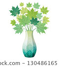 glass vase filled with vibrant autumn maple leaves White Background 130486165