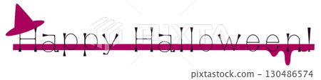 Halloween characters with pink lines and witch hats Halloween characters with pink lines and witch hats 130486574