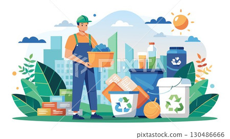 Recycle diligently, familiarizing yourself with local recycling guidelines and properly sorting recyclable materials. 130486666