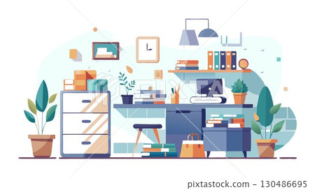 Regularly maintain your decluttered space, preventing clutter from accumulating and ensuring long-term organization. 130486695