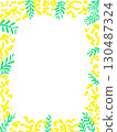 Mimosa and leaf design frame, decorative frame, spring, label design 130487324