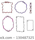 Cute hand-drawn ribbon frame set, line drawing, label, design 130487325