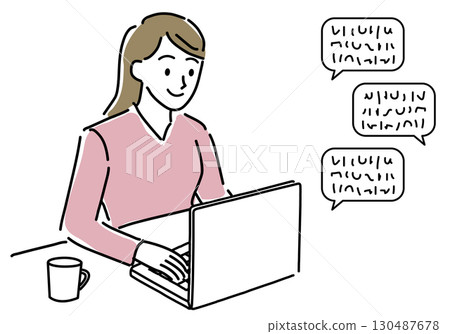 Female chat operator working from home 130487678