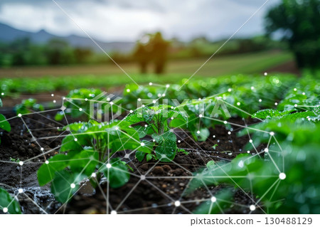 Smart Farm Concept, Agricultural Automation Control, Using Data to Analyze Plant Quality. 130488129