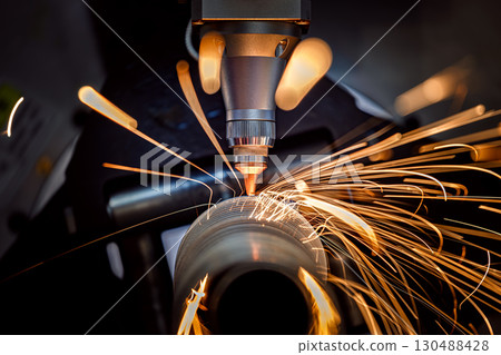 CNC Laser and gas cutting of metal, modern industrial technology. CNC Laser and gas cutting of metal, modern industrial technology. 130488428
