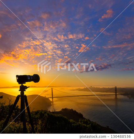 Golden Gate Bridge San Francisco sunrise California 130488536