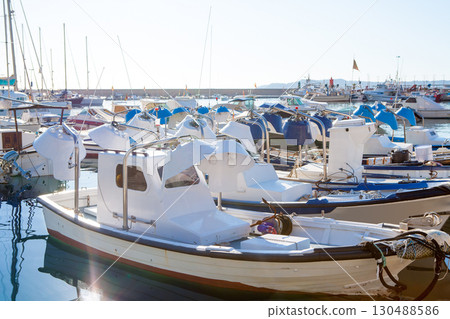Javea in alicante fisherboats in Mediterranean sea 130488586