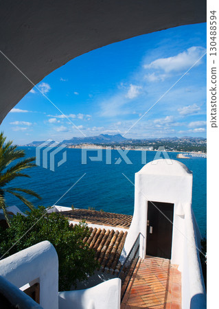Moraira Alicante high angle view mediterranean houses Moraira Alicante high angle view mediterranean houses 130488594