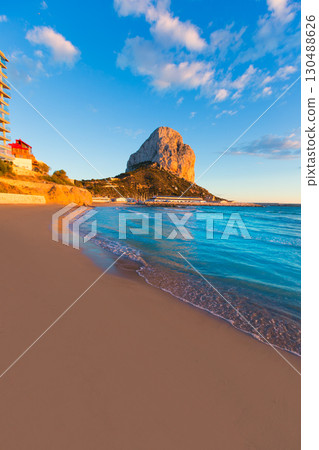 Calpe Alicante sunset at beach Cantal Roig in Spain Calpe Alicante sunset at beach Cantal Roig in Spain 130488626