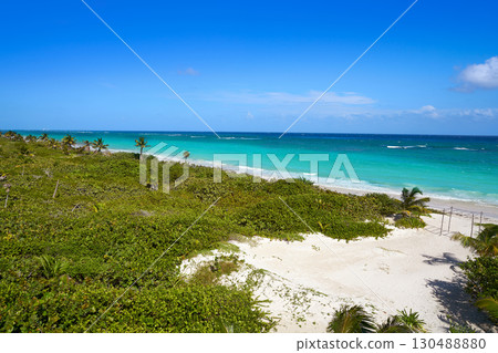 Mahahual Caribbean beach in Costa Maya 130488880