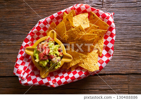 Nachos with guacamole mexican recipe 130488886