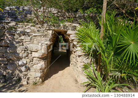 Tulum Mayan arch in Riviera Maya Mexico 130488914