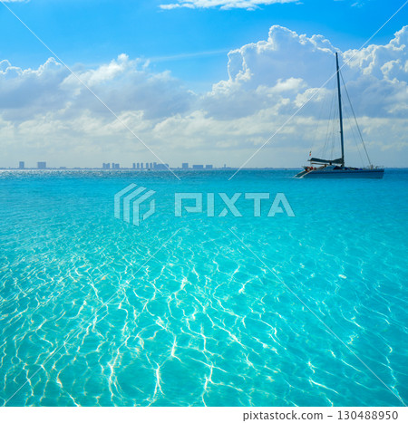 Cancun hotel zone from Isla Mujeres island 130488950
