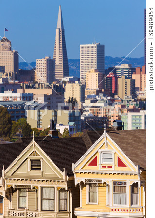 San Francisco Victorian houses in Alamo Square California 130489053