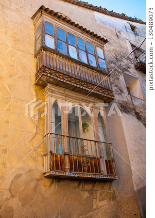 Morella in Maestrazgo castellon village facades 130489073