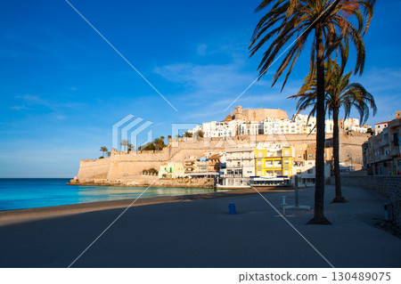Peniscola Castle and beach in Castellon Spain 130489075