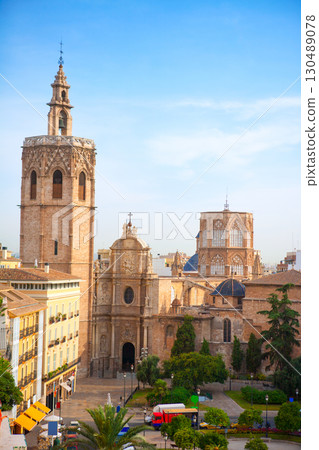 Valencia historic downtown El Miguelete and Cathedral 130489078