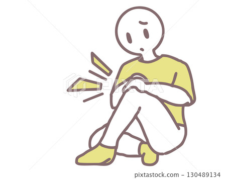 患有膝關節問題的人 黃色 患有膝關節問題的人 黃色 130489134