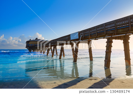 Daytona Beach in Florida with pier USA 130489174