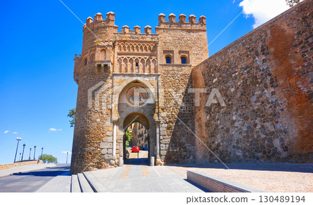 Toledo Puerta del Sol door in Spain 130489194