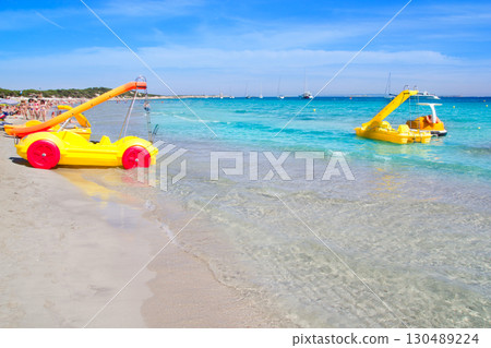 Ibiza Ses Salines south turquoise beach Ibiza Ses Salines south turquoise beach 130489224