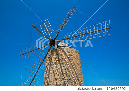 Formentera Windmill wind mill vintage masonry and wood Formentera Windmill wind mill vintage masonry and wood 130489292