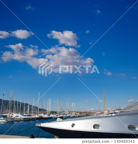 Denia Alicante marina boats in blue Mediterranean Denia Alicante marina boats in blue Mediterranean 130489343