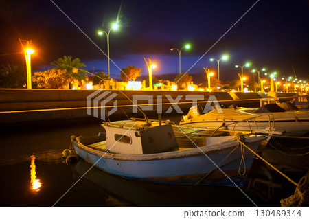 Night Denia marina in Alicante Mediterranean boats Night Denia marina in Alicante Mediterranean boats 130489344