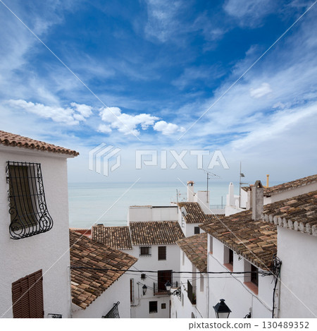 Peniscola downtown old white village Mediterranean houses Peniscola downtown old white village Mediterranean houses 130489352