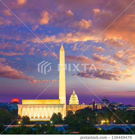 Washington Monument Capitol and Lincoln memorial Washington Monument Capitol and Lincoln memorial 130489470