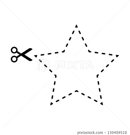 Cutting star shape worksheet element for preschool and kindergarten Cutting star shape worksheet element for preschool and kindergarten 130489528