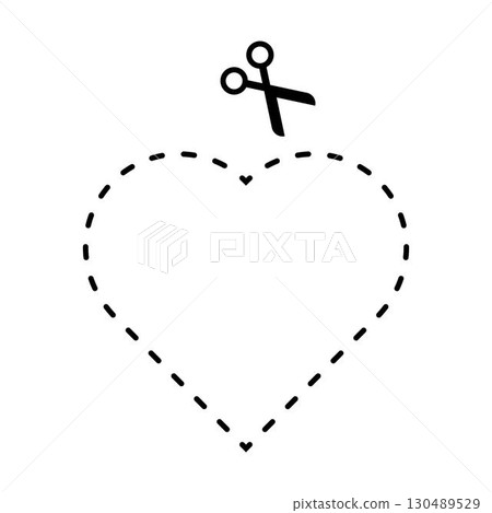 Cutting heart shape worksheet element for preschool and kindergarten 130489529