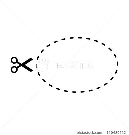 Cutting ellipse shape worksheet element for preschool and kindergarten 130489532