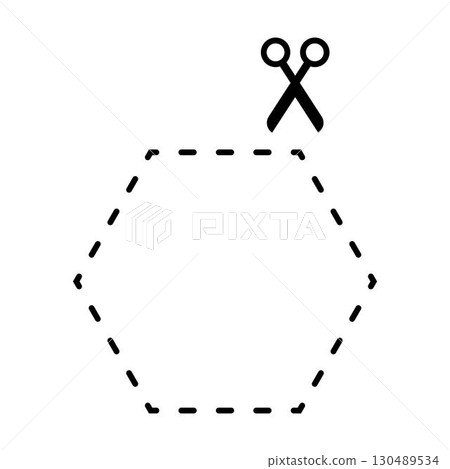 Cutting hexagon shape worksheet element for preschool and kindergarten Cutting hexagon shape worksheet element for preschool and kindergarten 130489534
